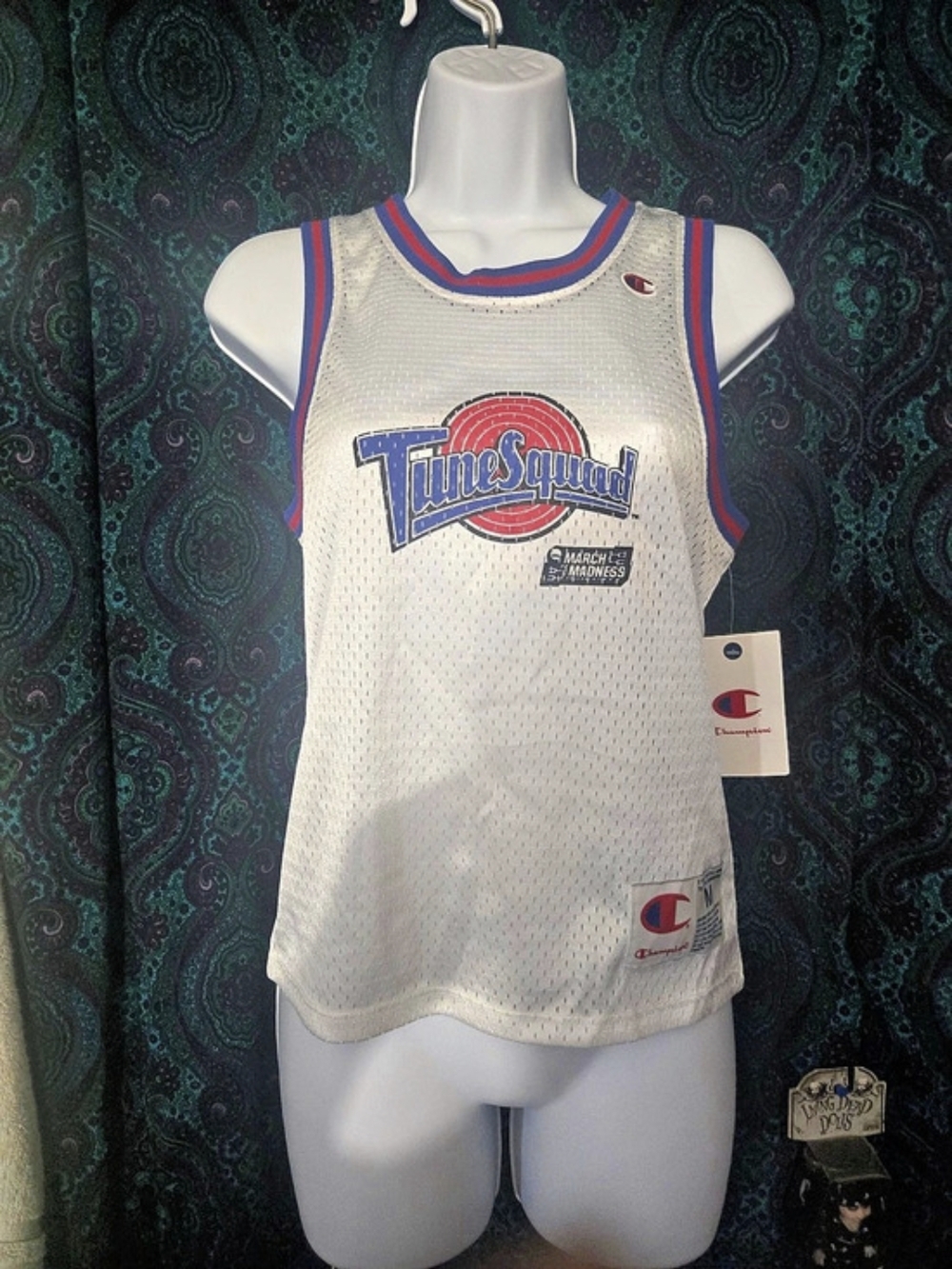 Champion Tune Squad Basketball Jersey White & Blue Medium